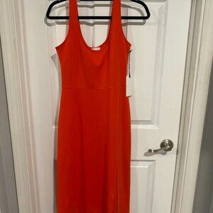 Nordstrom Leith Scoop Neck Midi Dress, Size M Red Poppy